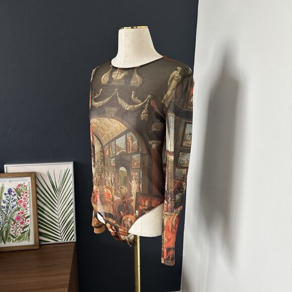 Zara Studio Of Apelles Willem Van Haecht Bodysuit Mesh Top Bloggers Favorite - Picture 4 of 11